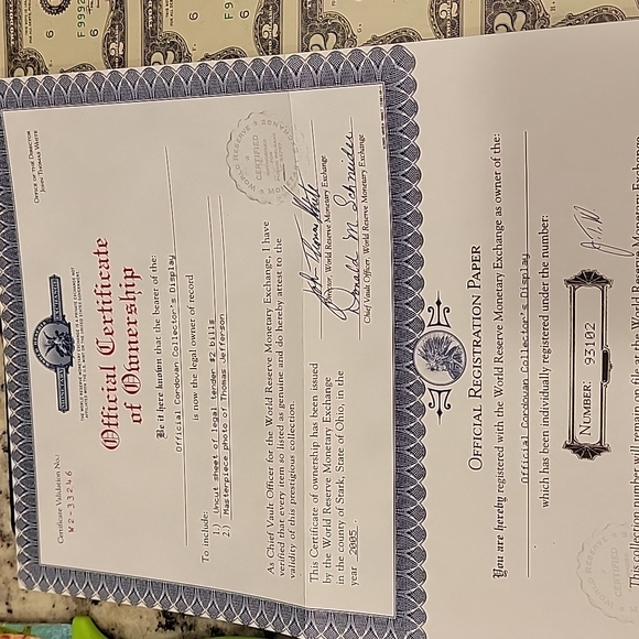 Uncut Sheet of Legal Tender $2 Bills - Picture 3 of 9